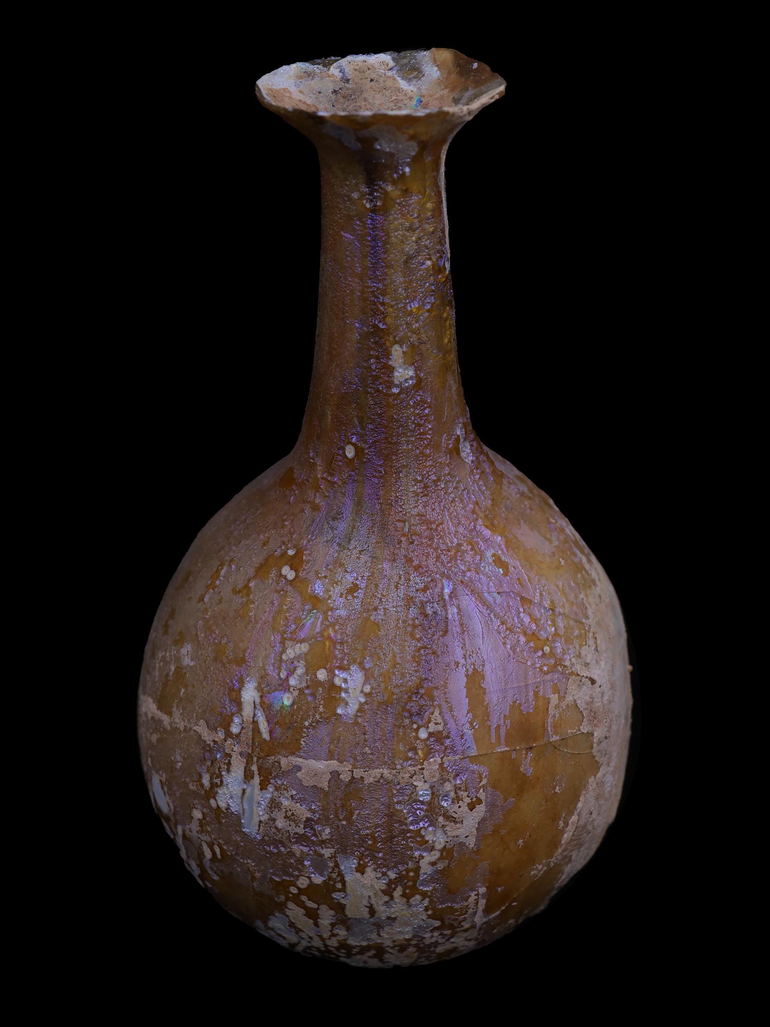 SMALL ARCHAEOLOGICAL ROMAN GLASS PERFUME BOTTLE PIC-0